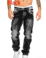Dario - Gerade geschnittene Jeans in Vintage-Waschung in Schwarz