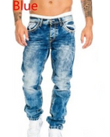 Dario - Gerade geschnittene Jeans in Vintage-Waschung in Blau