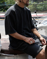 Eamon - lässiges Oversize T-Shirt- und Shorts-Set in Schwarz