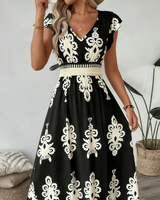 Osyrel - Bedrucktes Midikleid in Schwarz