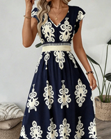 Ranika – Ärmelloses Maxi Kleid Mit V-Ausschnitt in Marineblau