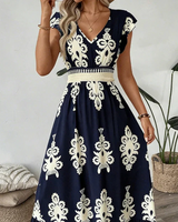 Osyrel - Bedrucktes Midikleid in Marineblau