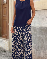 Anemiek – Elegantes Zweiteiliges Set Mit Drucken in Marineblau