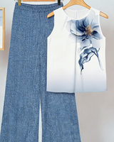 Anemiek – Elegantes Zweiteiliges Set Mit Drucken in Blau