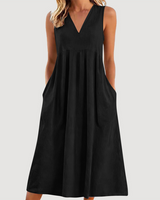 Milanie – Ärmelloses Midikleid in Schwarz