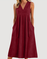 Milanie – Ärmelloses Midikleid in Rot