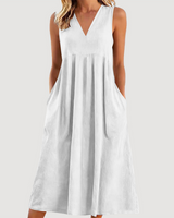 Milanie – Ärmelloses Midikleid in Weiß