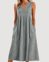Milanie – Ärmelloses Midikleid in Grau