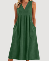 Milanie – Ärmelloses Midikleid in Grün