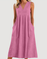 Milanie – Ärmelloses Midikleid in Rosa