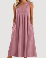 Milanie – Ärmelloses Midikleid in Hellrosa
