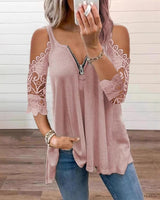 Palchuk - Elegante Spitzenbluse Mit Freien Schultern in Rosa