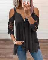 Palchuk - Elegante Spitzenbluse Mit Freien Schultern in Schwarz