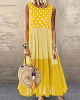 Shezina – Ärmelloses Patchwork-Kleid in Gelb