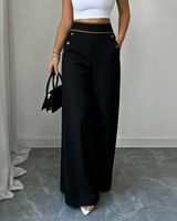 Selvie – Hose Mit Weitem Bein und Zierknöpfen in Schwarz
