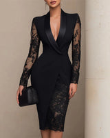Wenina – Figurbetontes Kleid MIT Spitzenärmeln in Schwarz