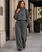 Phylles – Zweiteiliges Set mit Rollkragenpullover Und Hose Mit Weitem Bein in Grau
