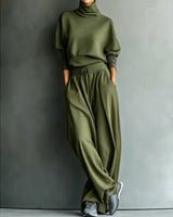 Phylles – Zweiteiliges Set mit Rollkragenpullover Und Hose Mit Weitem Bein in Grün