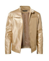 Emanual – Lederjacke mit Stehkragen und Reißverschluss in Gold