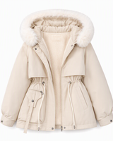 Wenqing – Winterjacke Mit Kapuze Aus Kunstfell in Beige