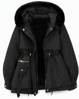 Wenqing – Winterjacke Mit Kapuze Aus Kunstfell in Schwarz