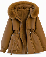 Wenqing – Winterjacke Mit Kapuze Aus Kunstfell in Braun