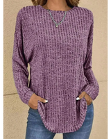 Stefanie | Damen Strickpullover mit Langarm, Ausschnitt und Struktur in Lila