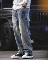 Stonewashed Jeans Herren in Kieselgrau