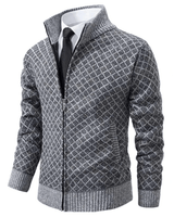 Strickjacke Mit Rautenmuster in Grau