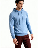 Herren-Sweatshirt aus Strick mit verstellbarer Kapuze – Sébastien in Blau