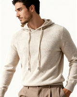 Herren-Sweatshirt aus Strick mit verstellbarer Kapuze – Sébastien in Beige