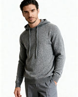 Herren-Sweatshirt aus Strick mit verstellbarer Kapuze – Sébastien in Grau