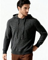 Herren-Sweatshirt aus Strick mit verstellbarer Kapuze – Sébastien in Helles Schwarz