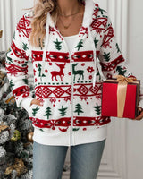 Damen-Kapuzenpullover mit Reißverschluss und Weihnachtsmotiv – Nolwenn in Weihnachtsmuster