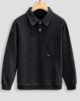 Langärmliges Polohemd mit Washed-Effekt – Dante in Schwarz