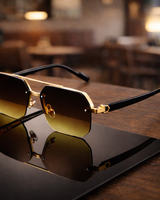 NoirEdge – Klassische Halbrahmen-Sonnenbrille in Goldbraun