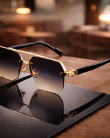 NoirEdge – Klassische Halbrahmen-Sonnenbrille in Gold-Braun-Verlauf