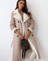 Svenja | Damen Winterjacke Mit Groß Kragen, Knöpfen Und Langem Schnitt in Beige