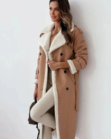 Svenja | Damen Winterjacke Mit Groß Kragen, Knöpfen Und Langem Schnitt in Khaki