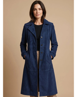 Sybille | Damen Winterjacke Suchen mit Knöpfen und Seitlichen Taschen in Dunkelblau