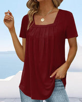 Kotryna - Plissee Bluse in Burgund