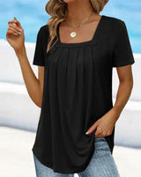 Kotryna - Plissee Bluse in Schwarz