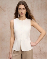 Tabea | Damen Weste Mit Knöpfen Und Schmalem Design in Weiß