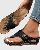 Tabitha | Damen Bequeme Sandalen mit Zehensteg in Schwarz
