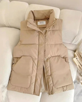 Tali | Damen Weste mit Stehkragen und Taschen in Khaki