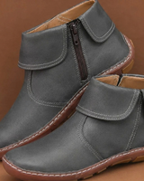Talin | Damen Orthopädische Stiefeletten mit Reißverschluss und flacher Sohle in Dunkelgrau