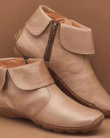 Talin | Damen Orthopädische Stiefeletten mit Reißverschluss und flacher Sohle in Beige