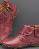 Talin | Damen Orthopädische Stiefeletten mit Reißverschluss und flacher Sohle in Rot
