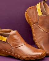 Talin | Damen Orthopädische Stiefeletten mit Reißverschluss und flacher Sohle in Braun