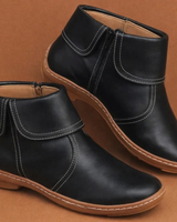 Talin | Damen Orthopädische Stiefeletten mit Reißverschluss und flacher Sohle in Schwarz